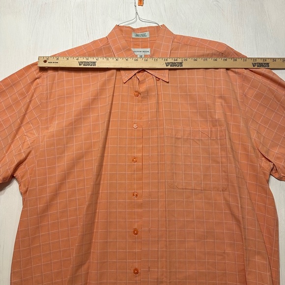 Cutter & Buck Men’s 1XB Short Sleeve Button Up Shirt Orange Plaid Cotton Casual - Picture 4 of 9
